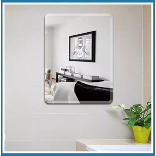 无框浴室镜子壁挂贴墙免打孔洗手间自粘卫生间玻璃酒店装 饰化妆镜