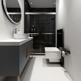 定制新款 简漫 多面柔光微水泥全瓷纯白色地砖 哑光客厅卫生间厨房