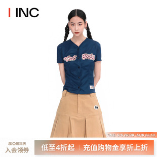 美式 春夏字母刺绣衬衫 MARK 设计师品牌 GONG 复古上衣女 IINC