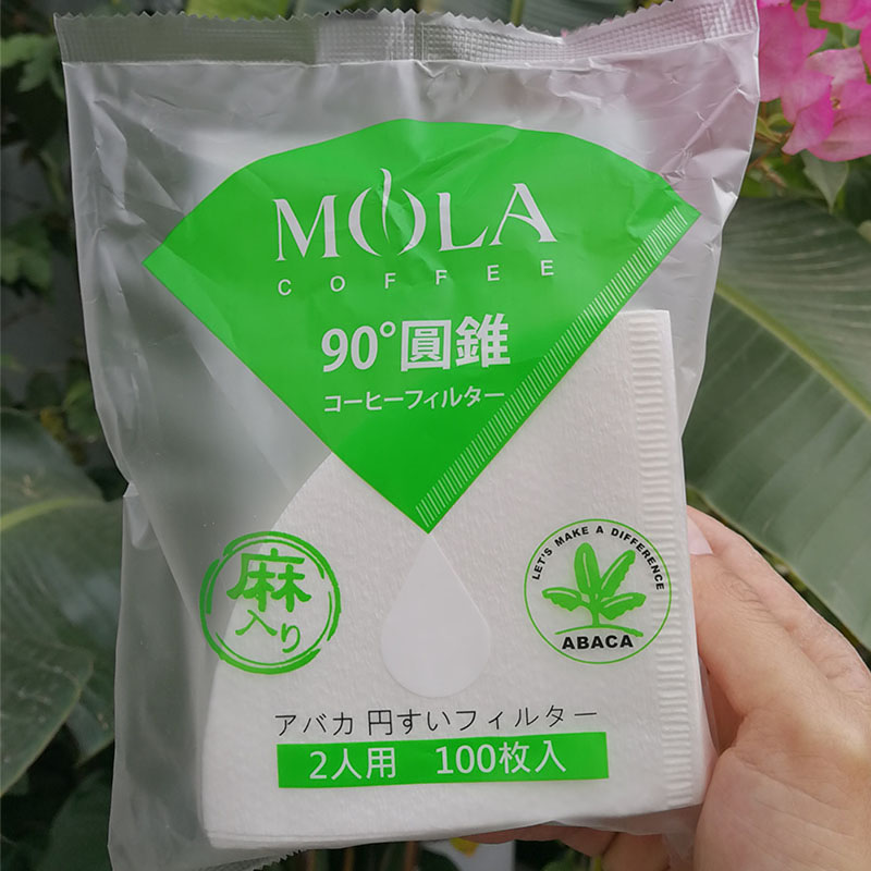 Mola日本原装 V60麻纤维100片袋装 手冲咖啡过滤器杯滴漏式 咖啡滤纸