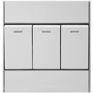 TCL开关插座面板A8系列三开单控带荧光大功率电器专用86型3位开关