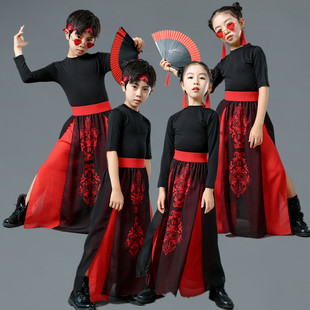 雪龙吟舞蹈服扇子舞服国潮套装 六一儿童中国古风表演出服舞台走秀