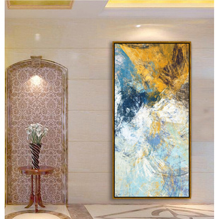 饰画挂画壁画竖版 过道走廊客厅壁画布艺画 现代简约抽象油画玄关装