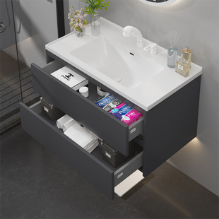 北欧轻奢实木智能浴室柜组合现代简约卫生间洗手台盆柜日式 洗漱台