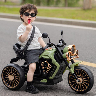 儿童电动车摩托车男孩充电三轮车宝宝可坐玩具车遥控双驱动电瓶车