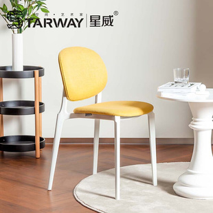 星威奶茶店桌椅网红软包椅子设计感餐椅现代简约家用单人靠背椅子
