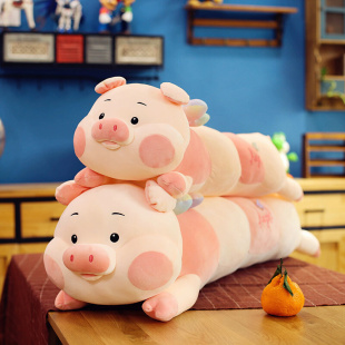 新款 毛毛虫趴猪毛绒玩具猪猪公仔床上陪睡布娃娃玩偶抱枕生日礼物