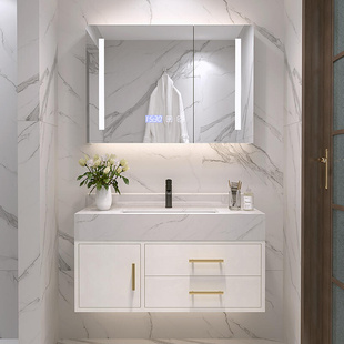 北欧现代简约浴室柜实木美式 柜卫浴智能镜柜洗脸洗手盆柜组合 新款