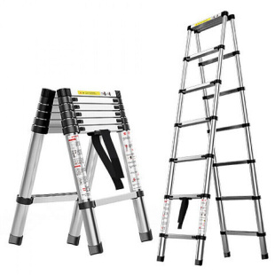 梯子家用折叠多功能加厚铝合金伸缩梯人字梯升降工程梯小梯 德标