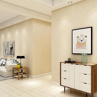 黄米无纺布家用卧室壁纸米色现代简约客厅素色米白色环保墙纸