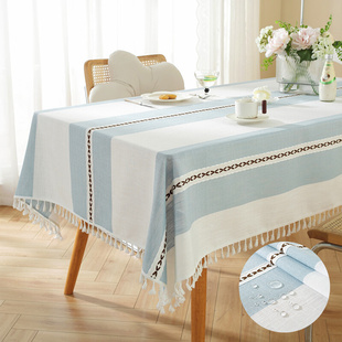 北欧风桌布轻奢高级感防水餐桌布棉麻布艺茶几台布现代简约书桌垫