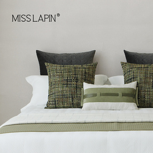 澜品现代简约绿色米色系床品组合套件高端别墅酒店样板间床上用品
