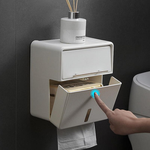 厕所纸巾盒创意免打孔n防水化妆室卫生纸盒卫生纸盒壁挂式 卫生纸