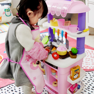仿真厨具做饭女童女孩煮饭过家家宝宝3 6岁7 北美儿童厨房玩具套装
