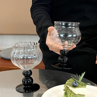 ins风玻璃杯复古咖啡杯家用创意水杯高脚酒杯高硼硅耐高温杯子