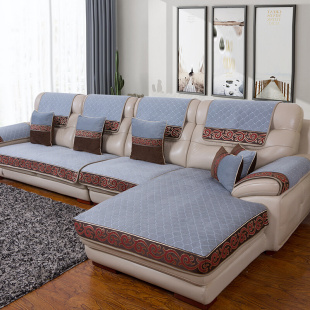 通用客厅欧式 布艺沙发套全包 高档真皮沙发垫防滑坐垫简约现代四季