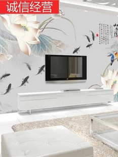 竹木纤维板电视背景墙集成墙板8d荷花现代简约客厅快装 卧室护墙板