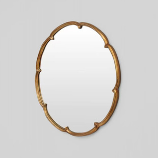 欧式 梳妆台梳妆镜复古雕花浴室镜法式 卫浴间化妆镜大壁挂美式 镜子
