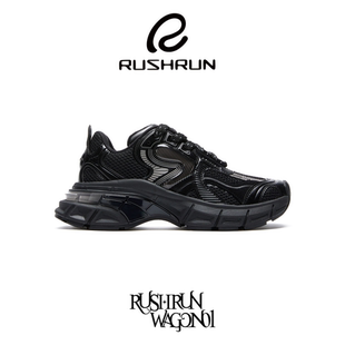 篮球鞋 WAGON01黑色户外运动休闲增高跑鞋 丁程鑫同款 RUSHRUN