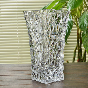 欧式 大号玻璃透明冰河花瓶客厅摆件插花水培富贵竹百合花落地饰品