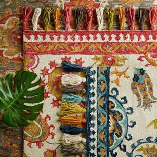 正品 印度进口地毯客厅茶几毯羊毛欧式 卧室床边美式 挂毯手编羊毛地