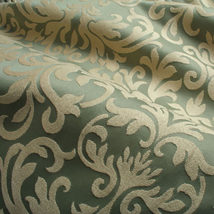 圣奇尼棉麻窗帘美式 暗纹提花布料织绵缎客厅卧室书房加工定制绿色