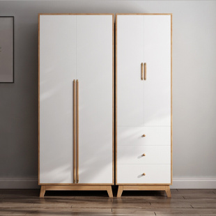 北欧实木0.8米衣柜简约现代经济型组装 卧室小户型简易两门80cm宽