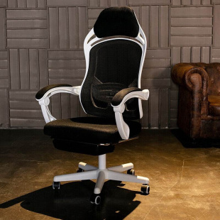 新品 尚静人体工学电脑椅家用老板椅电竞椅靠背转椅座椅黑白色带脚
