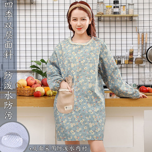 围裙厨房防水防油家用可爱日系韩版 时尚 做饭带袖 子罩衣大人围裙女