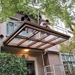 上海商墅门头钢结构钢化玻璃雨棚庭院阳台平顶露台棚铝合金阳光房