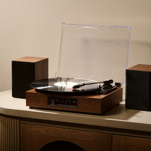 Sebsinc黑胶唱片机木质复古蓝牙音响小型迷你便携留声机轻奢现代