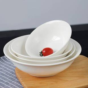 加厚纯白陶瓷碗家用斗碗面碗商用早餐店餐具馄饨汤粉碗中式 10个装