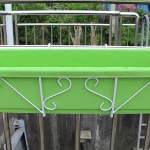 销长方形阳台塑料花槽盆种菜盆架栏杆挂铁花架花盆配托盘2套起包
