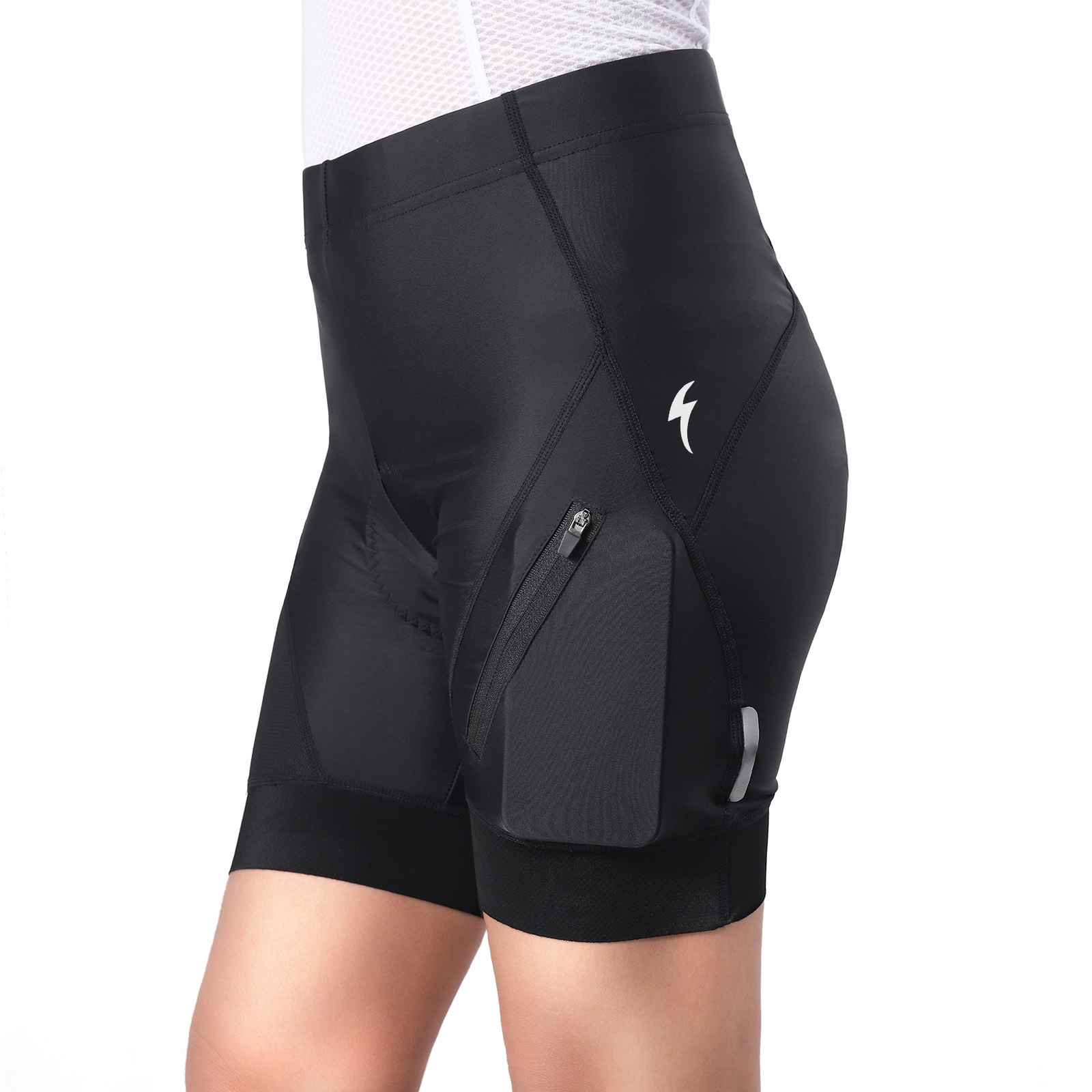 官方正品 亦闪电自行车骑行裤 女士运动健身速干紧身减震短裤 海绵垫