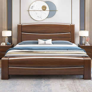 联邦官方新中式 床全实木1.8米家用主卧加厚大床现代简约1.5储物床