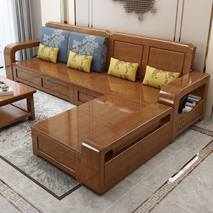 实木沙发组合冬夏两用现代简约小户型客厅特价 清仓储物木沙发 中式