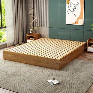 榻榻米床现代北欧床出租屋床青少年单人床简约双人床实木床落地床