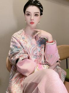 2023新款 上衣粉色盘扣外套 秋季 爆款 小个子新中式 女装 国风刺绣唐装