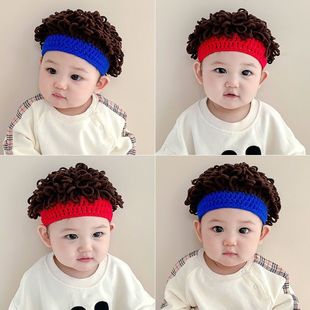 婴儿个儿搞笑帽子宝宝可爱假发帽子网UIC红婴童性头发女套男童卷