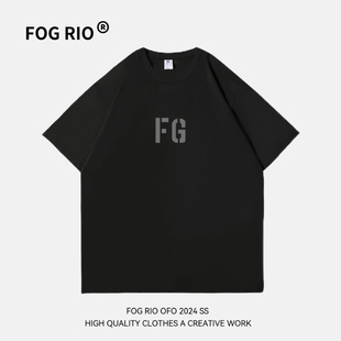 FOG RIO重磅原创设计新款 2024潮牌纯棉重磅情侣短袖 T恤男女纯棉t