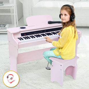 俏娃宝贝61键儿童电钢琴宝宝小钢琴3 12岁木质女孩玩具电子琴