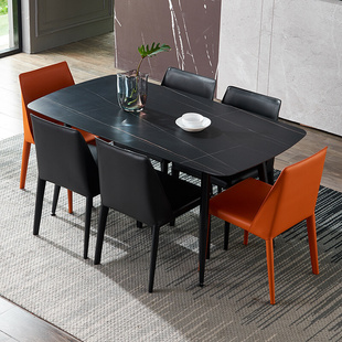 北欧岩板餐桌意式 极简易轻奢小户型餐桌椅组合家用长方形歺饭 新品