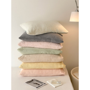 纯色牛奶绒枕套 珊瑚绒枕头套单双人加厚法兰绒枕芯套48x74cm 冬季