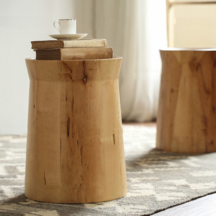 创意树桩床 客厅坐凳 原木矮凳 定制北欧木墩凳实木凳子 圆形茶几
