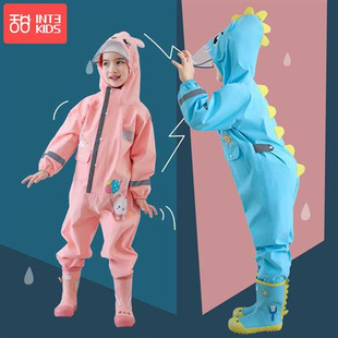 防水女童小学生男孩幼儿园宝宝全身2023新款 儿童雨衣连体男童套装