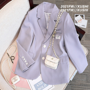 紫色西装 外套女设计感小众休闲高级感气质小西服