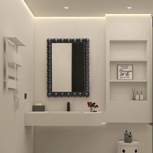 现代智能浴室镜ins奶油不规则梳妆镜中古酒店异形艺术装 饰洗漱镜