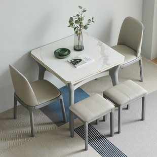 3OBR岩板方桌变圆桌餐桌家用小户型正方形可折叠现代简约方圆两用