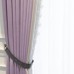 轻奢北欧高档大气婚房紫色卧室简约现代飘窗落地加厚遮光窗帘新款