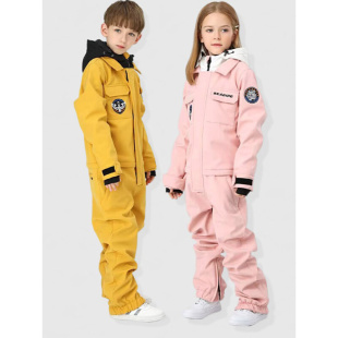 定制儿童滑雪服套装 男童女童工装 连体滑雪衣防风防水运动滑雪服装
